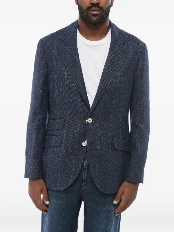 Brunello Cucinelli リネン シングルジャケット | ブルー