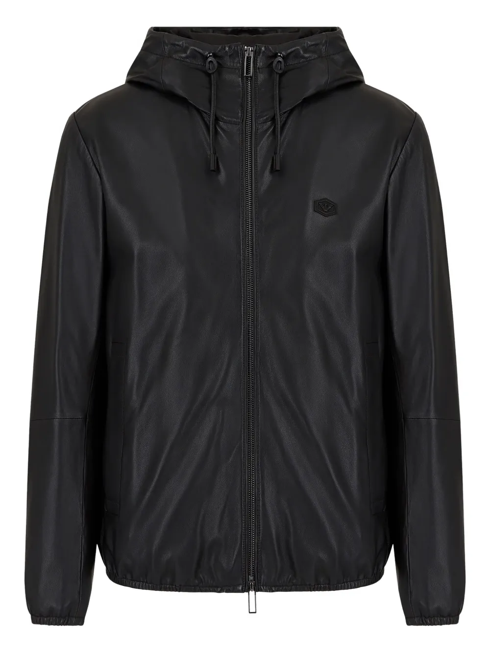 Emporio Armani embroidered-logo leather jacket - ブラック Emporio Armani embroidered-logo leather jacket - ブラック