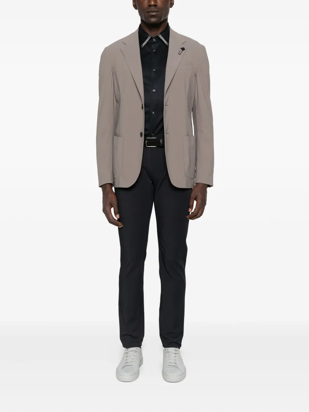 Emporio Armani logo-tab long-sleeve shirt - Blauw