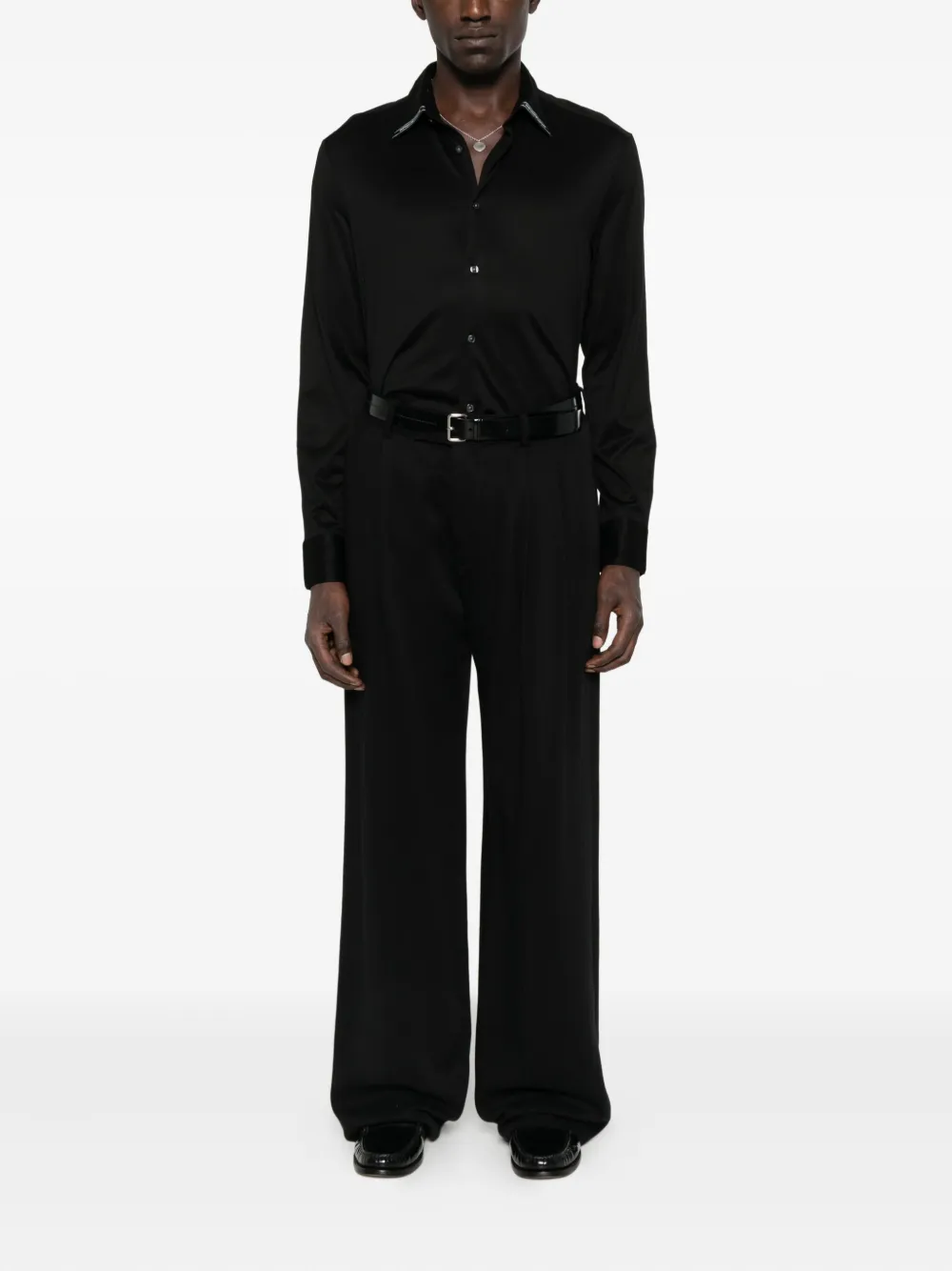 Emporio Armani logo-plaque long-sleeve shirt - Zwart