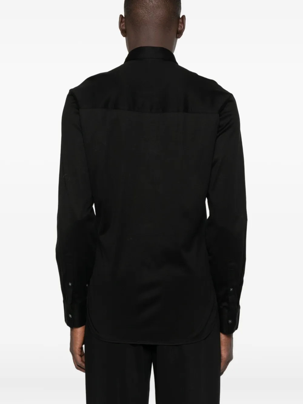 Emporio Armani logo-plaque long-sleeve shirt Zwart