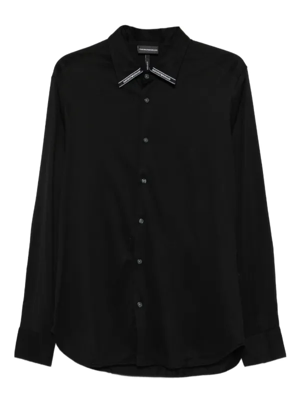 Emporio Armani ブラックロングスリーブシャツ Emporio Armani ロングスリーブ シャツ | ブラック | FARFETCH JP