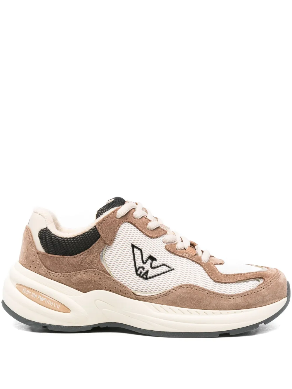 Emporio Armani logo-plaque suede sneakers Neutrals
