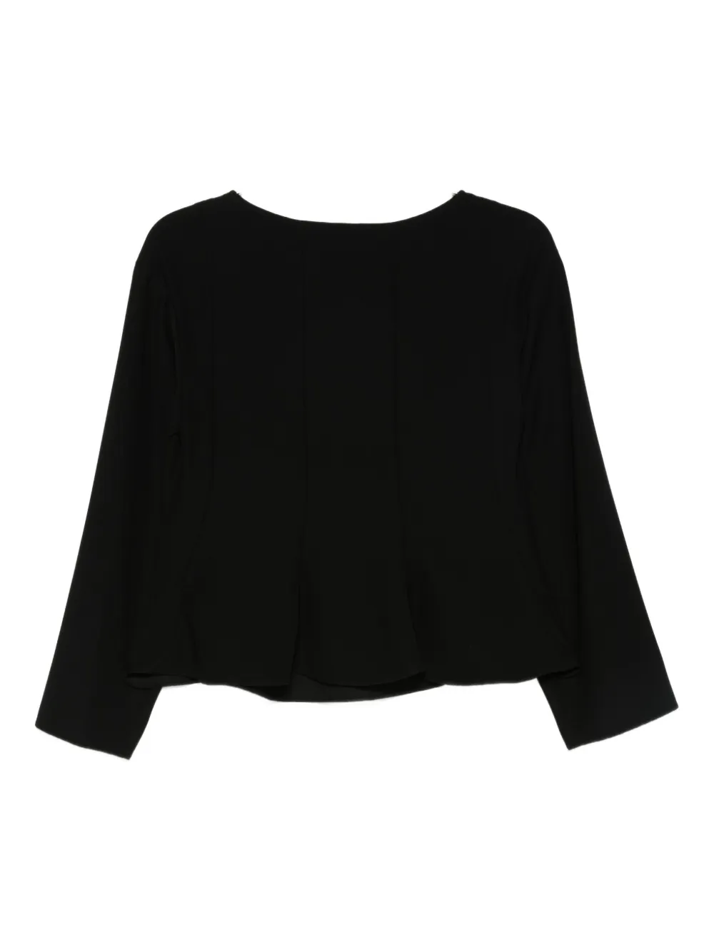 Emporio Armani Three-quarter-sleeve Cropped Top In Black