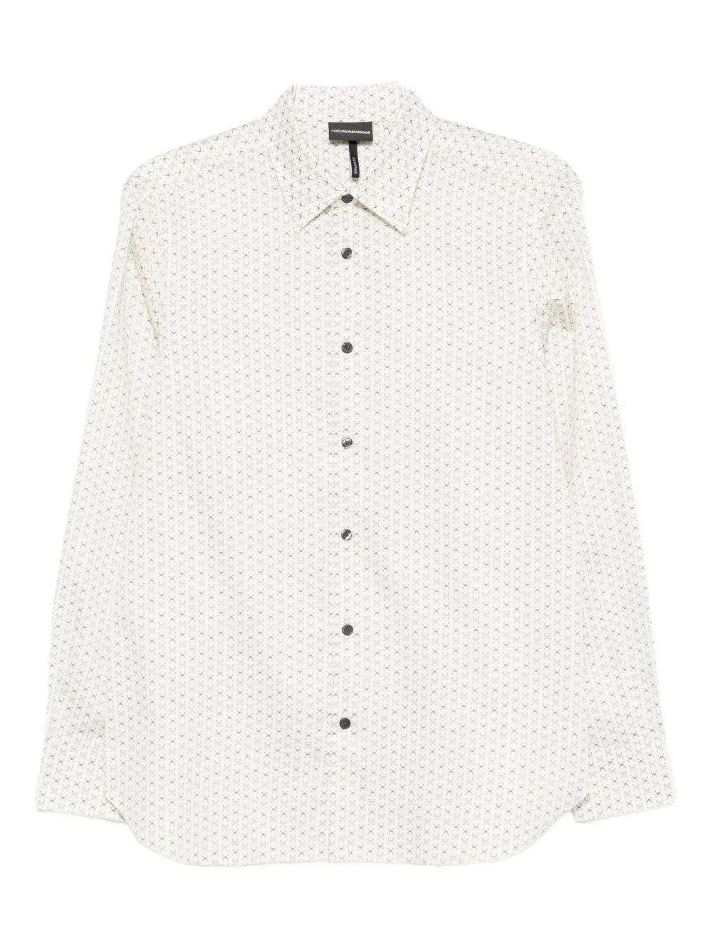 Emporio Armani Geometric Print Cotton Shirt With Button-down Collar In White