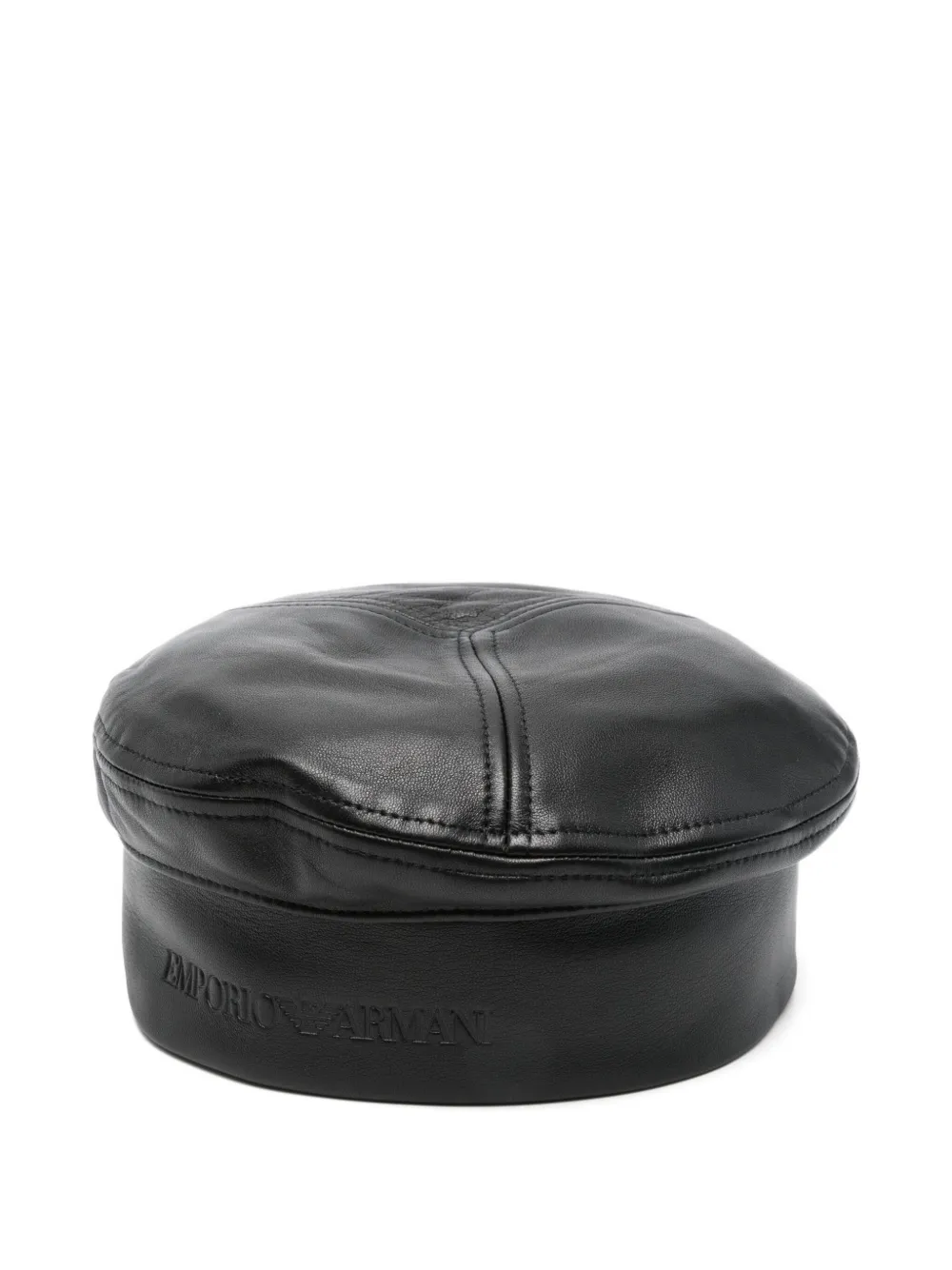 Emporio Armani Leren baret met vlakken Zwart