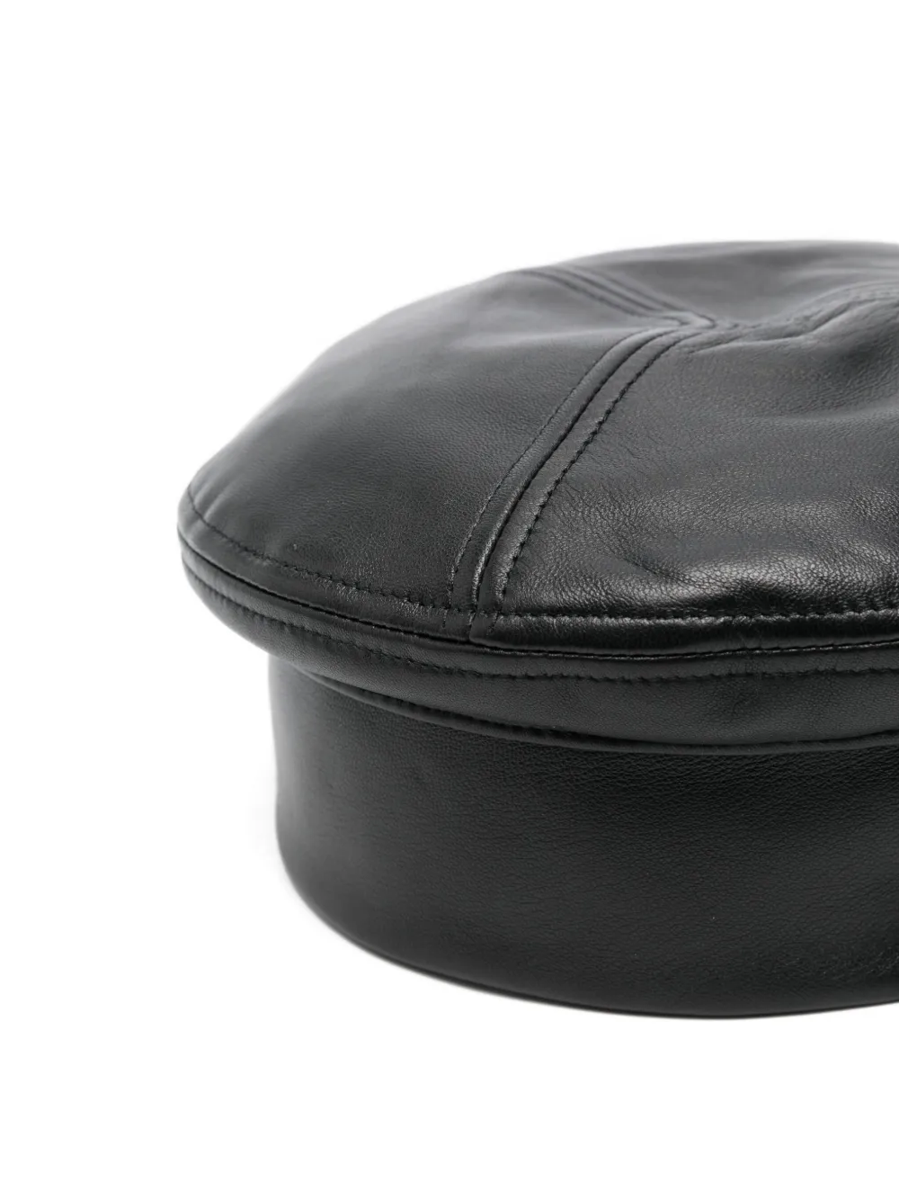 Emporio Armani Leren baret met vlakken - Zwart