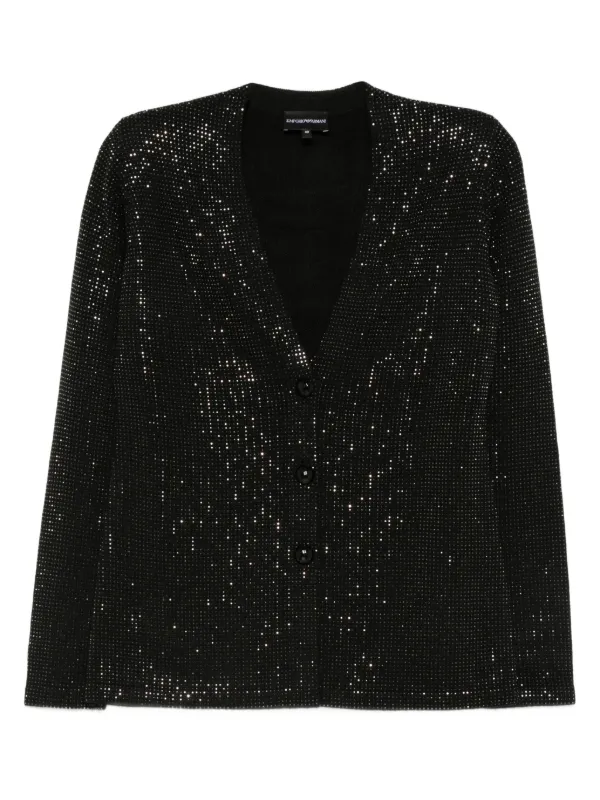 Emporio Armani Embellished Button Jacket in Black