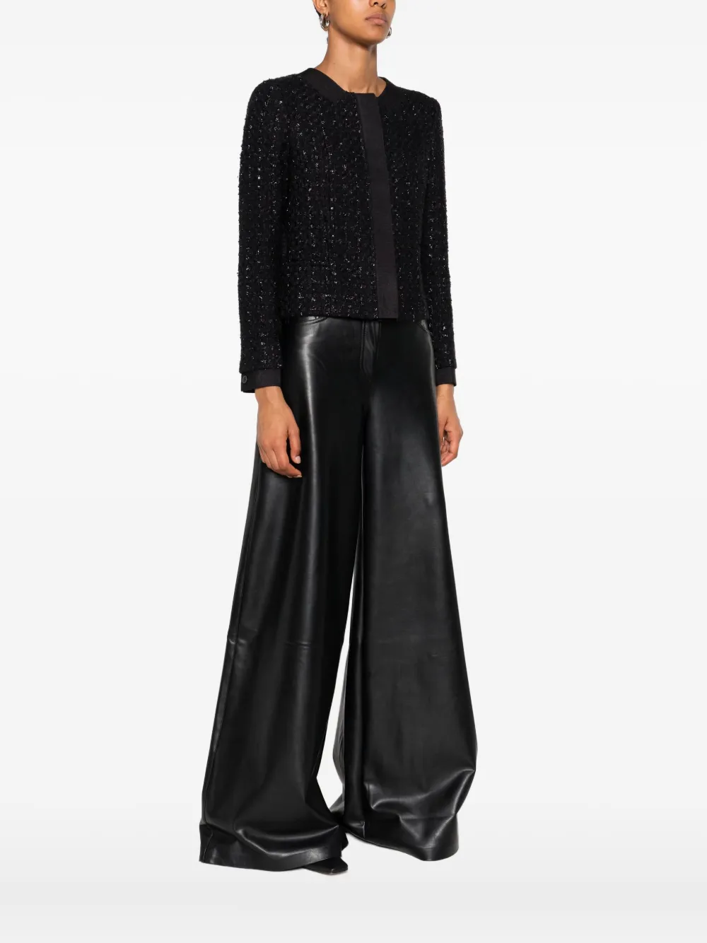 Emporio Armani Tweed jack met knoopdetail Zwart