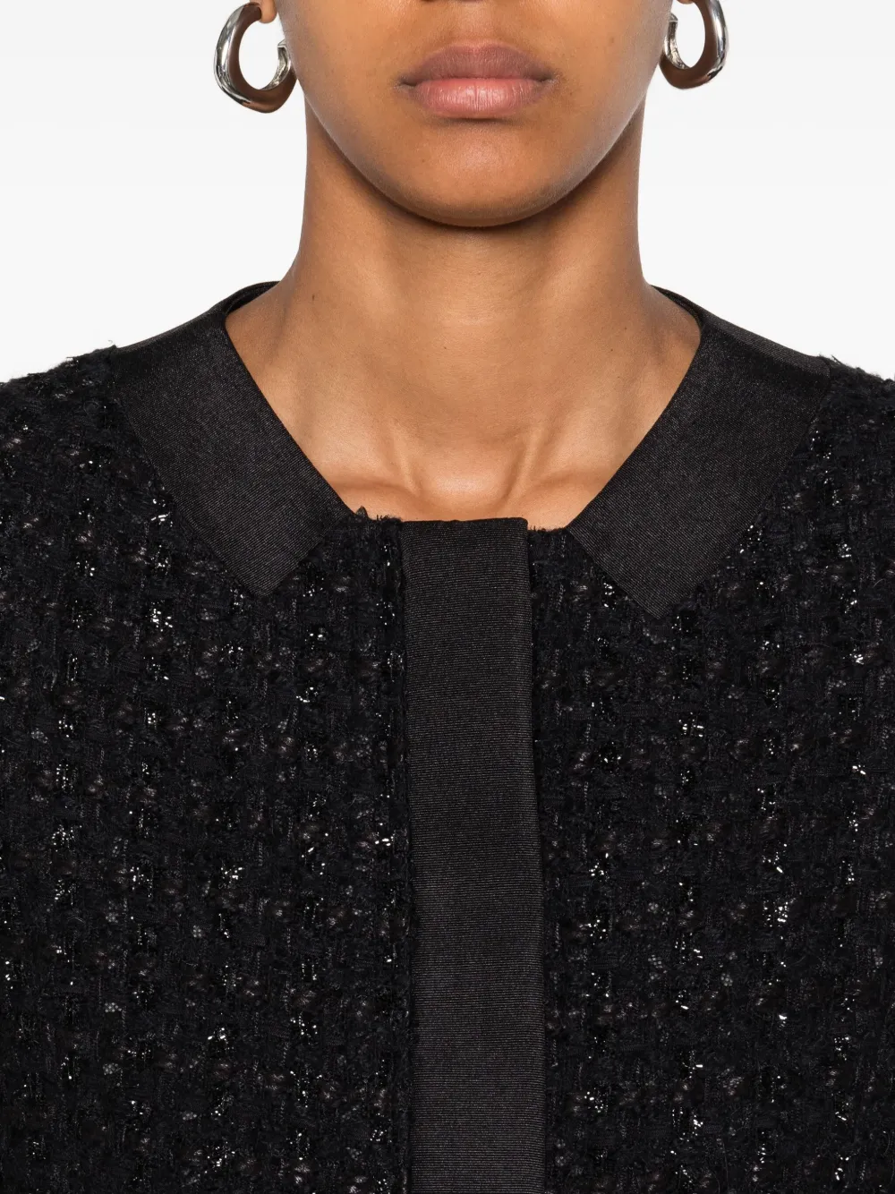 Emporio Armani Tweed jack met knoopdetail Zwart