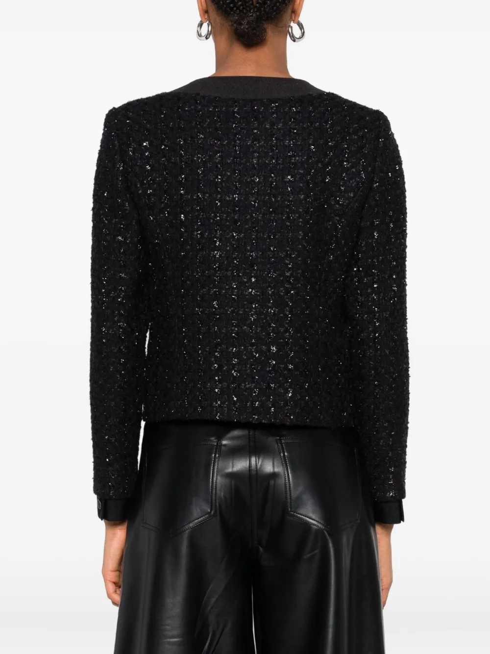 Emporio Armani Tweed jack met knoopdetail Zwart