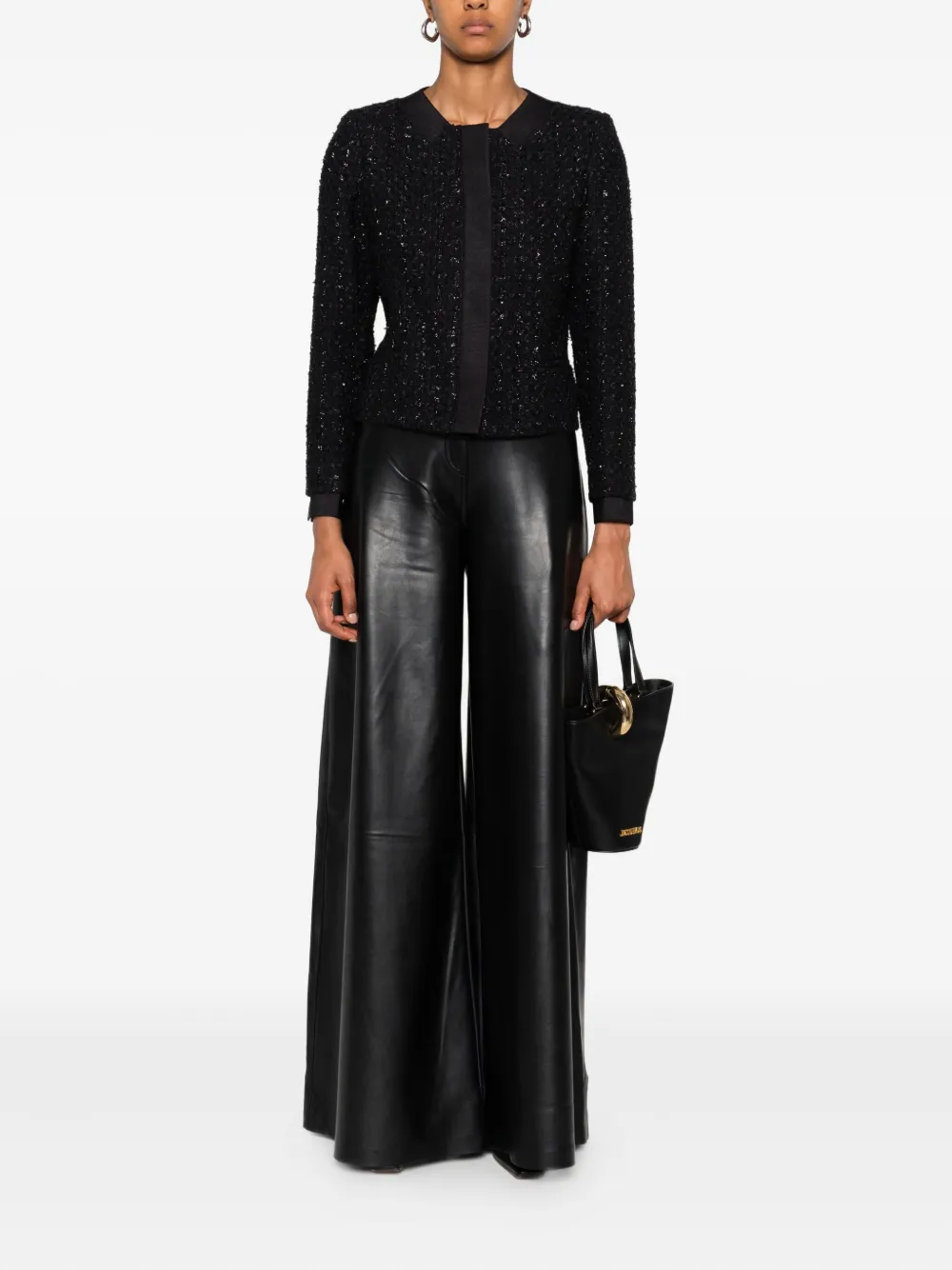 Emporio Armani Tweed jack met knoopdetail Zwart