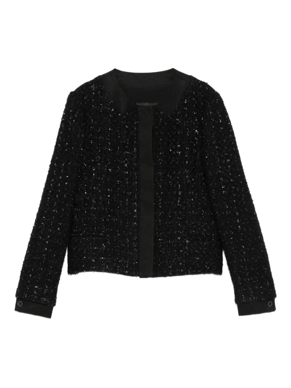 Emporio Armani Tweed jack met knoopdetail Zwart