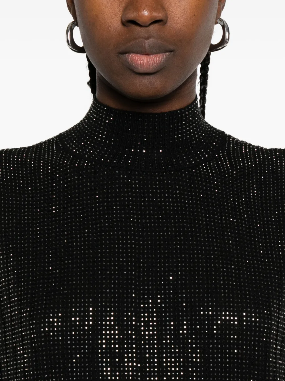 Emporio Armani Mouwloze jurk met hoge hals en pailletten Zwart