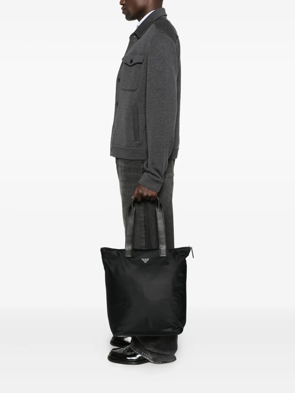 Emporio Armani Shopper met logo Zwart
