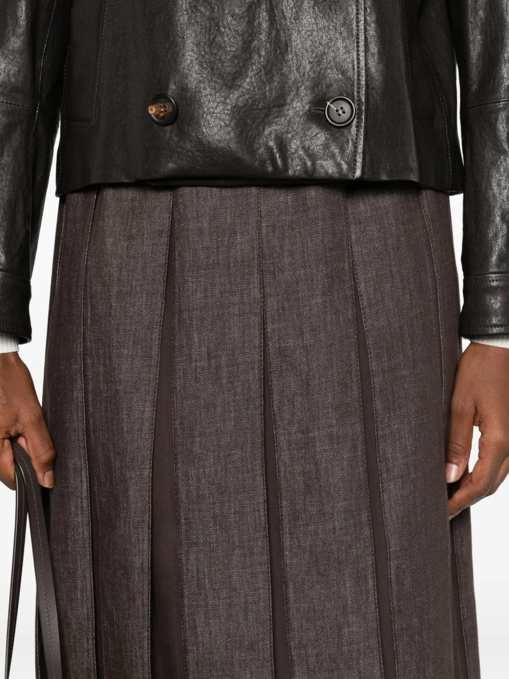 Brunello Cucinelli Rok met geplooid vlak Bruin