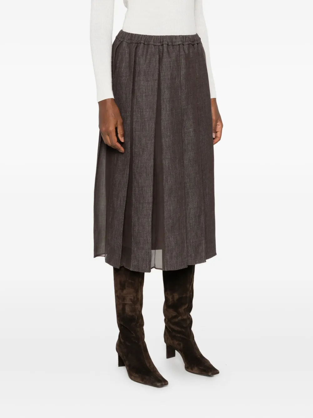 Brunello Cucinelli Rok met geplooid vlak Bruin