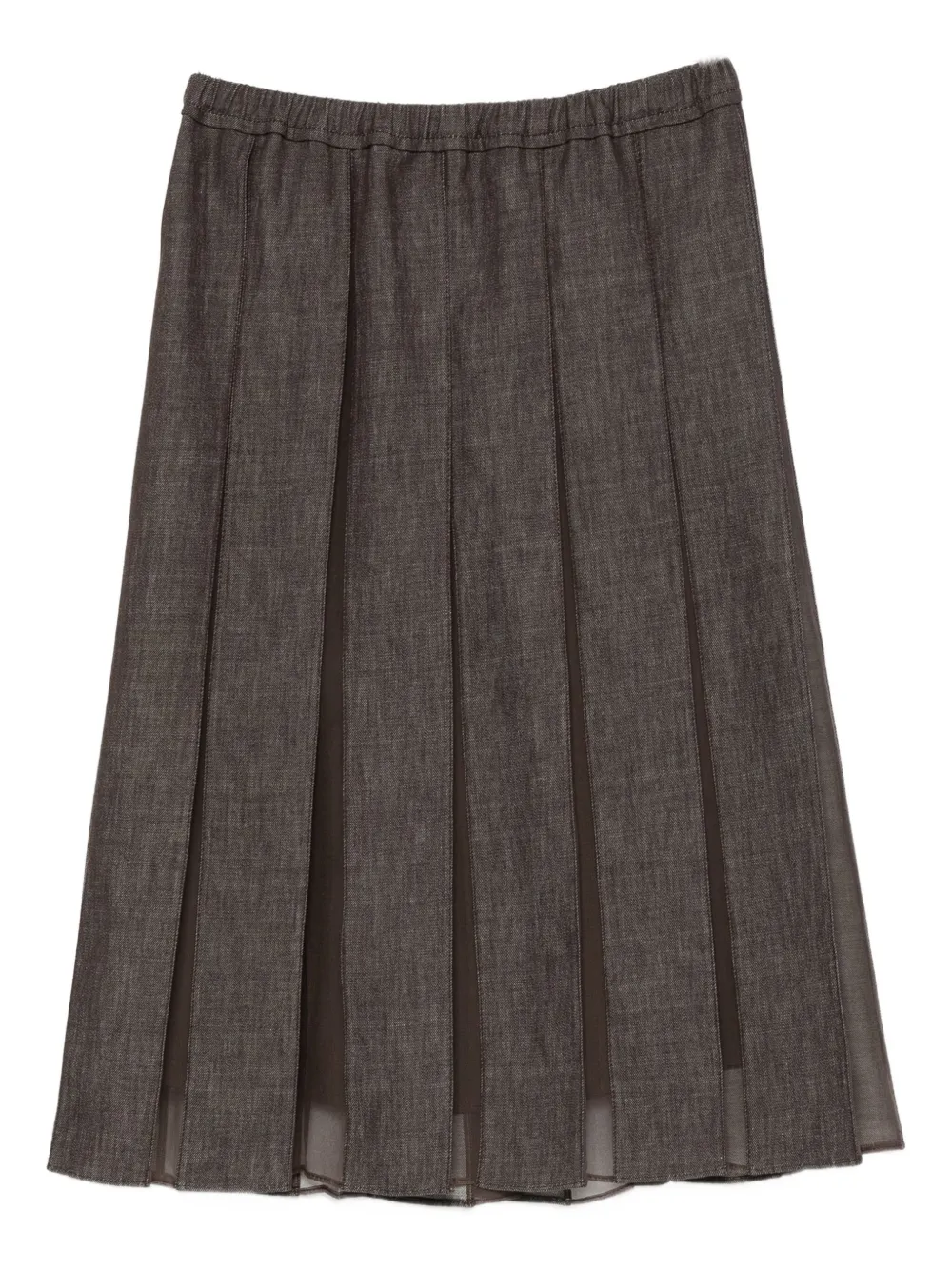 Brunello Cucinelli Women Denim Midi Skirt In Brown