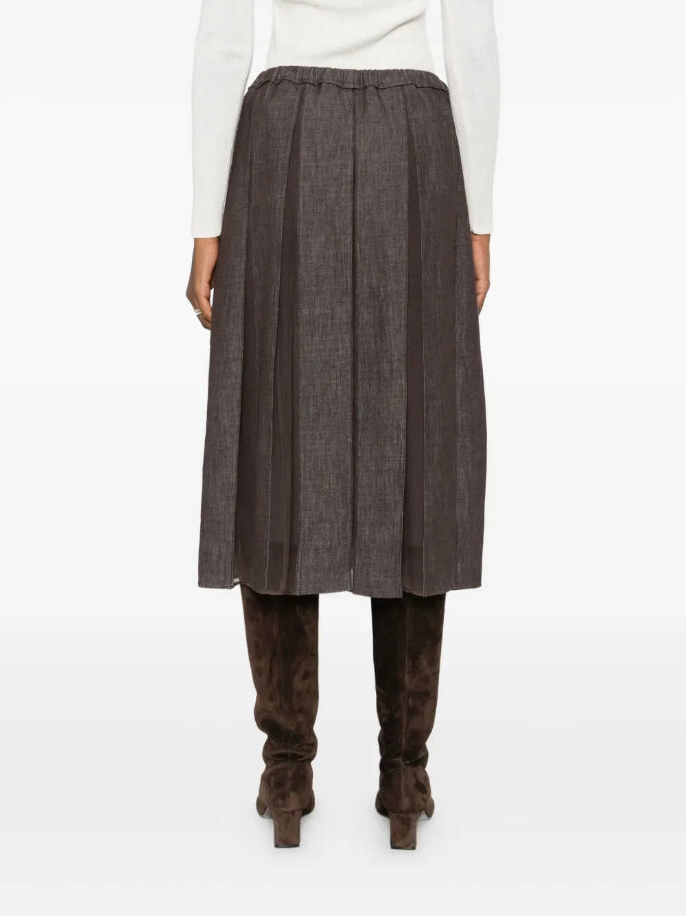 Brunello Cucinelli Rok met geplooid vlak Bruin