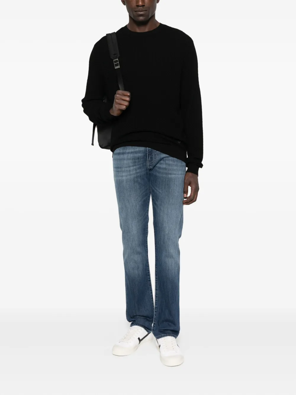 Emporio Armani textured wool sweater - Zwart