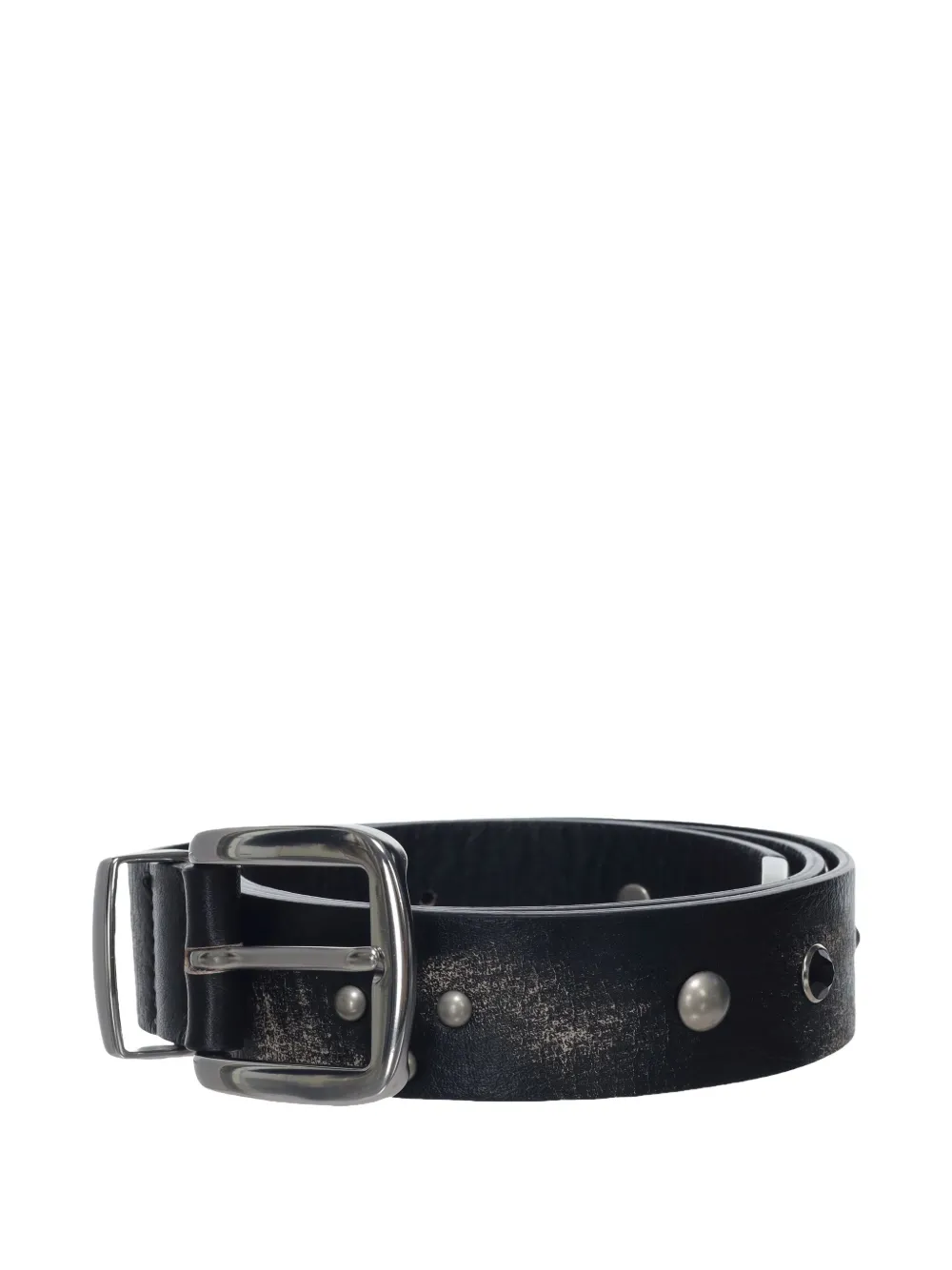 Open Yy Stud-embellished Leather Belt In Black