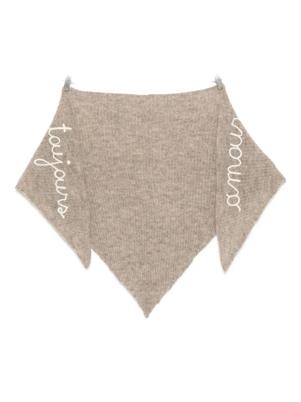 Maison Labiche Slogan-embroidered Scarf In Neutral