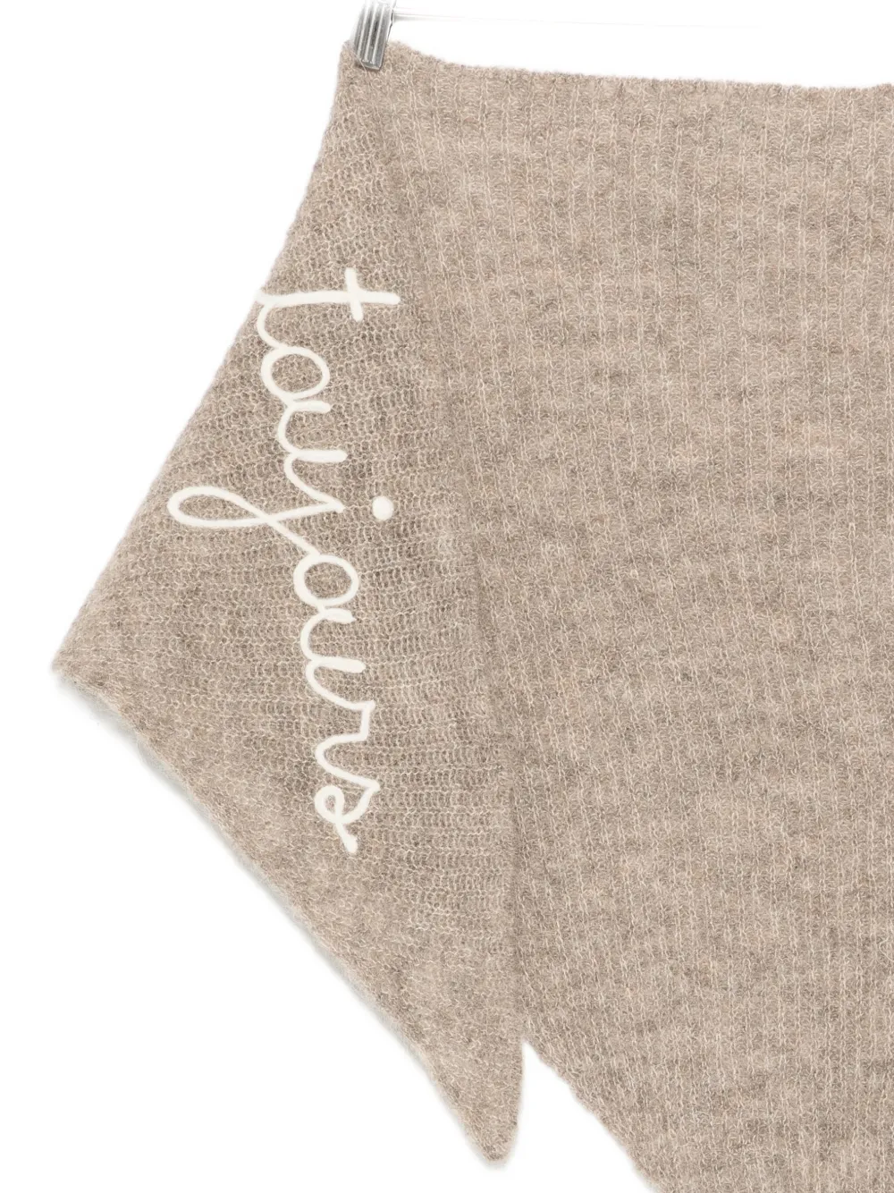Maison Labiche Slogan-embroidered Scarf In Neutral