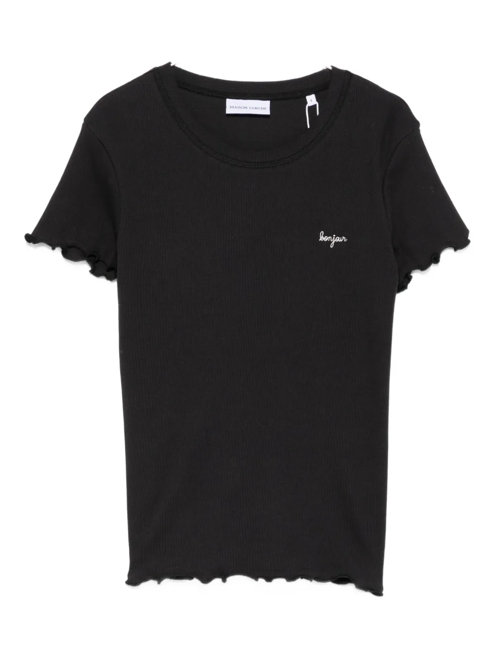 Maison Labiche Ruffled-hem T-shirt In Black
