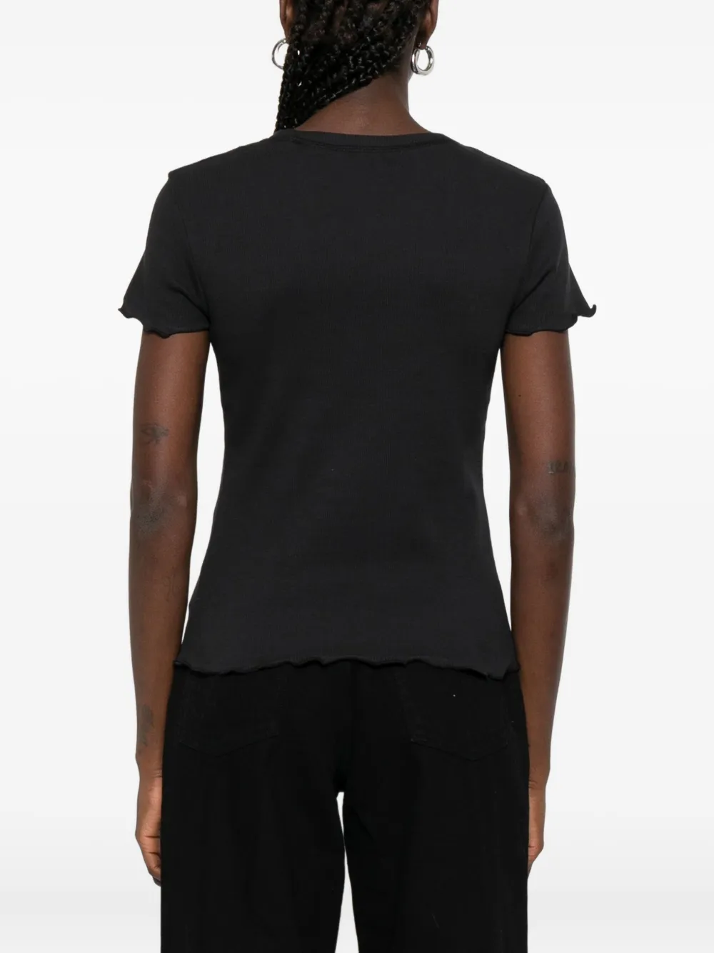 Maison Labiche T-shirt met ruches Zwart