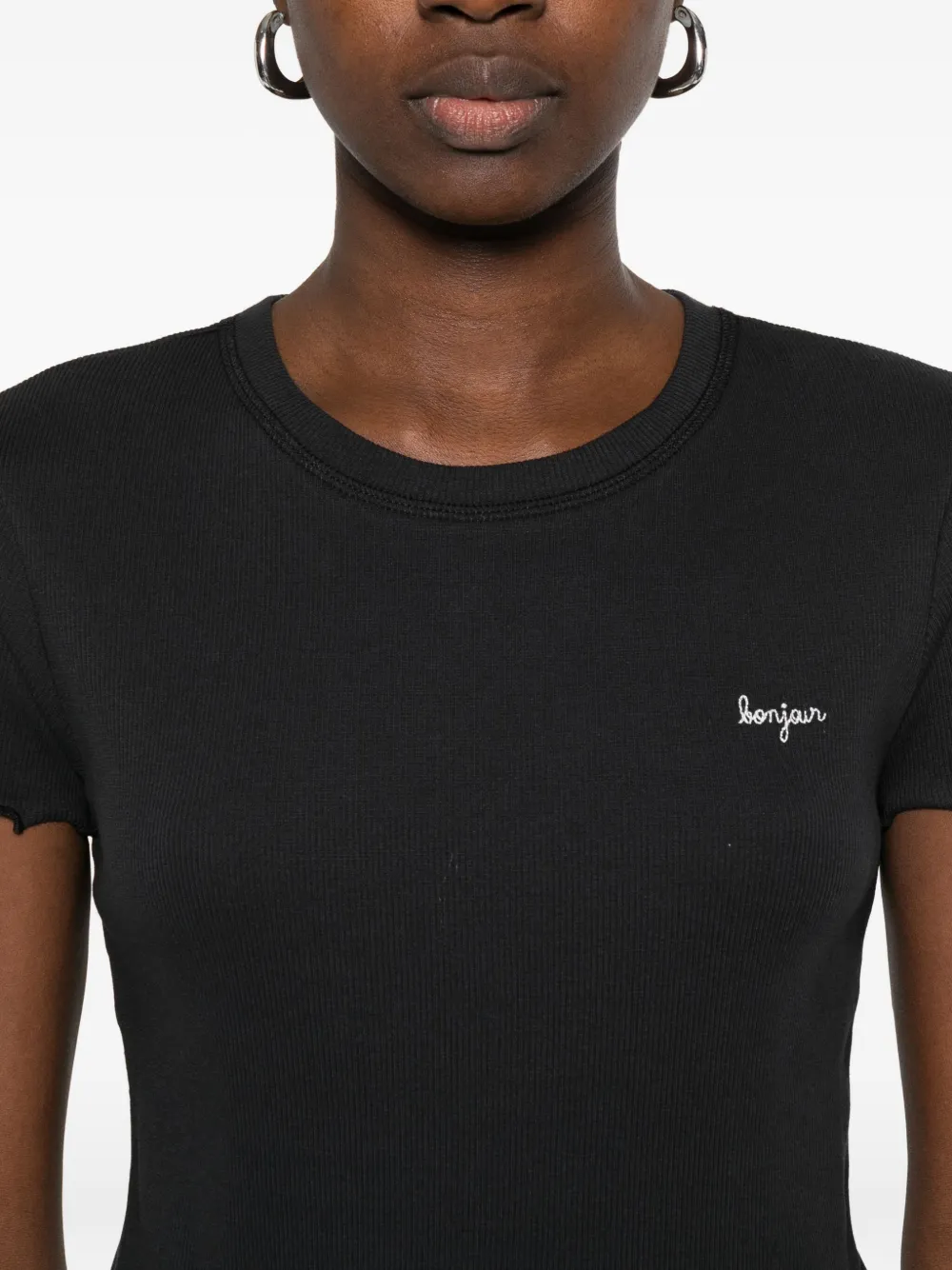 Maison Labiche T-shirt met ruches Zwart