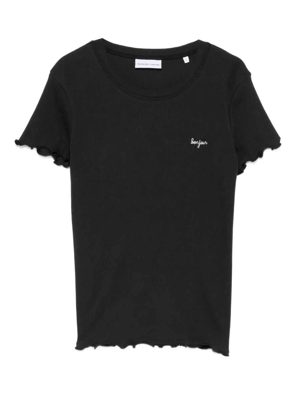 Maison Labiche camiseta con volante en el dobladillo | negro | Image 1