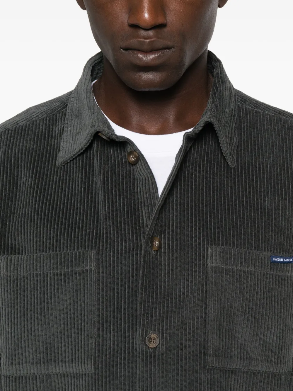 Maison Labiche Monge overhemd met ribfluwelen zak Groen