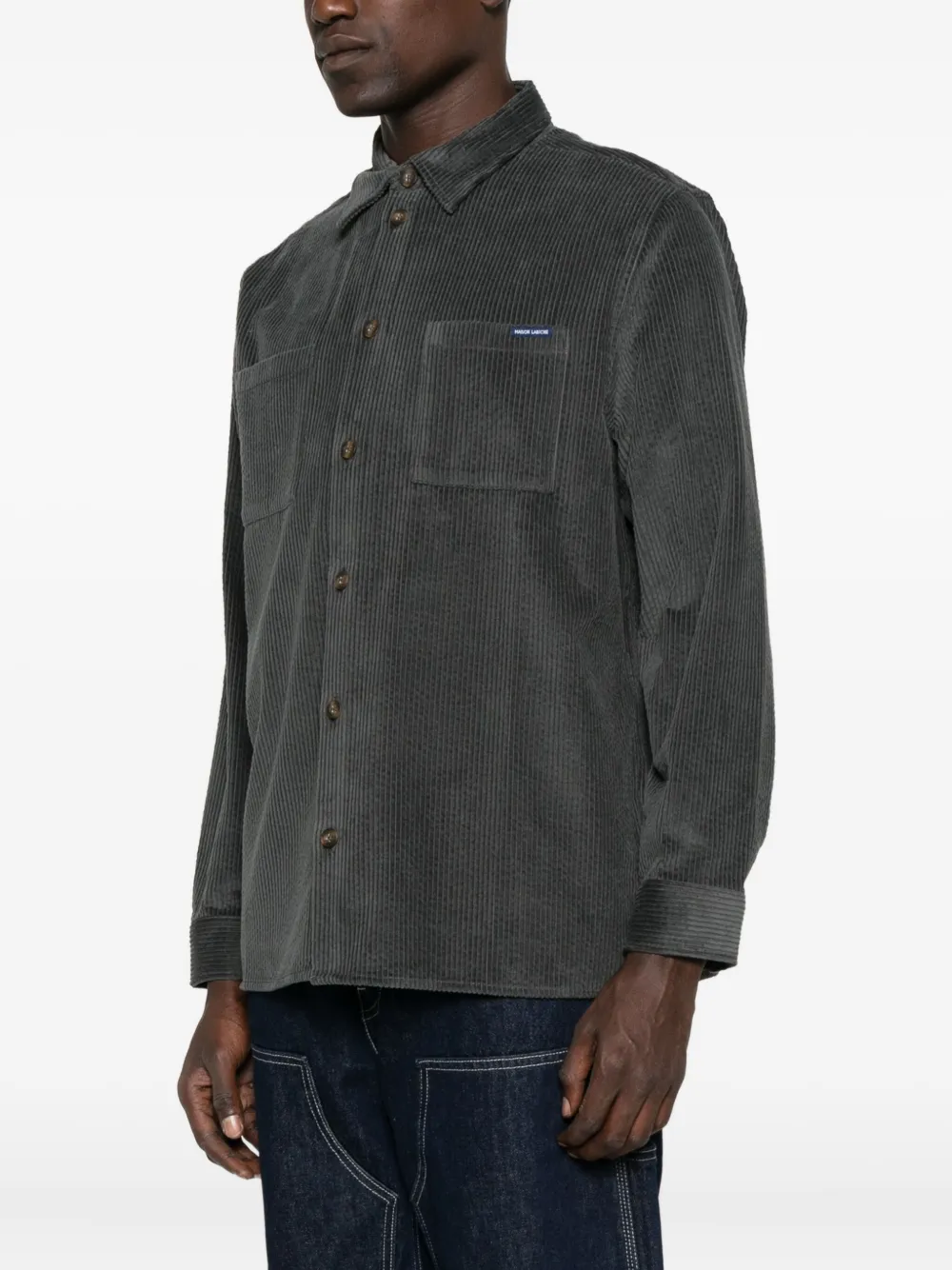 Maison Labiche Monge overhemd met ribfluwelen zak - Groen