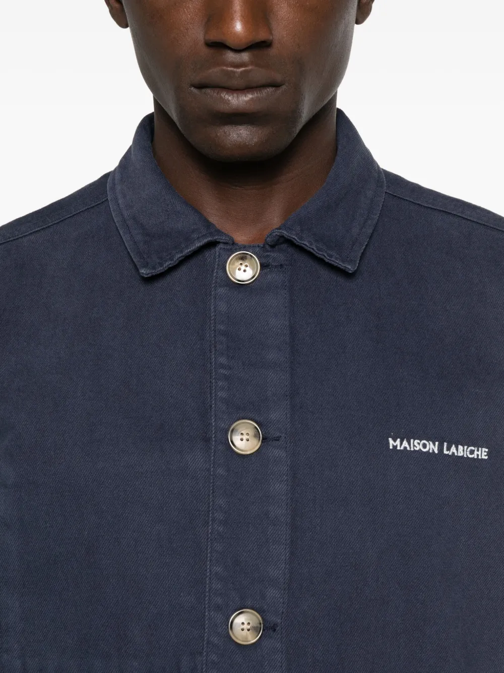 Maison Labiche Sébasto shirtjack met knoopsluiting en opgestikte zak Blauw