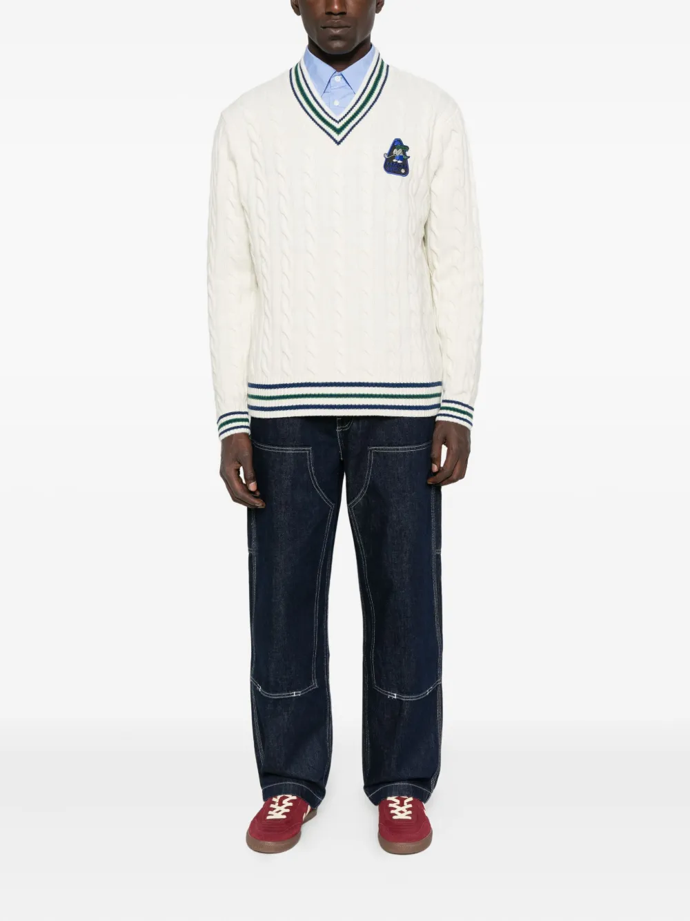 Maison Labiche Verlomne trui met V-hals - Wit
