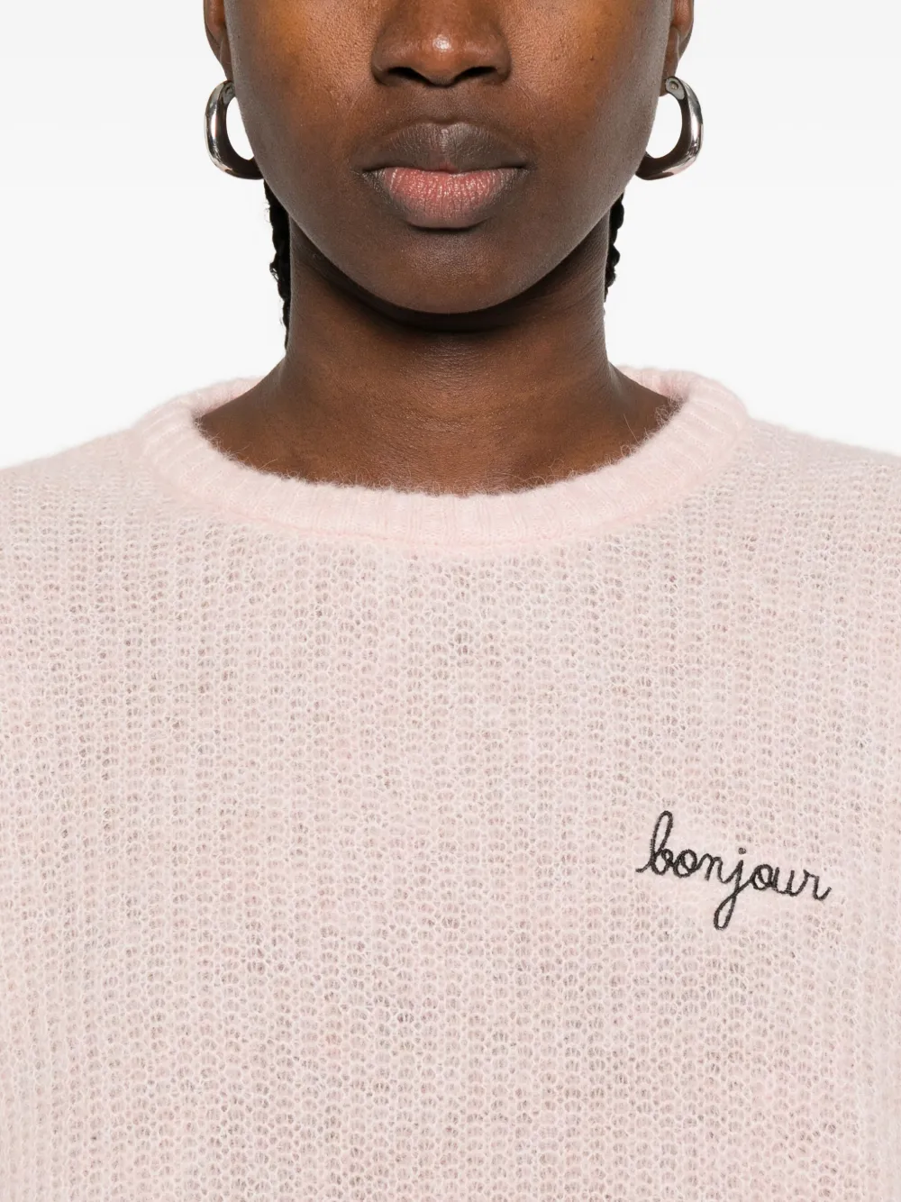 Maison Labiche Letter Embroidered Sweater In Pink