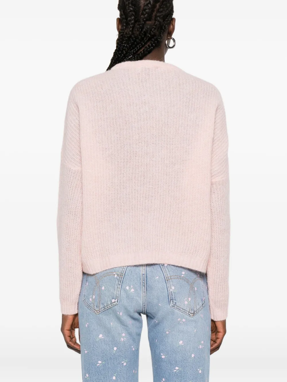 Maison Labiche Letter Embroidered Sweater In Pink