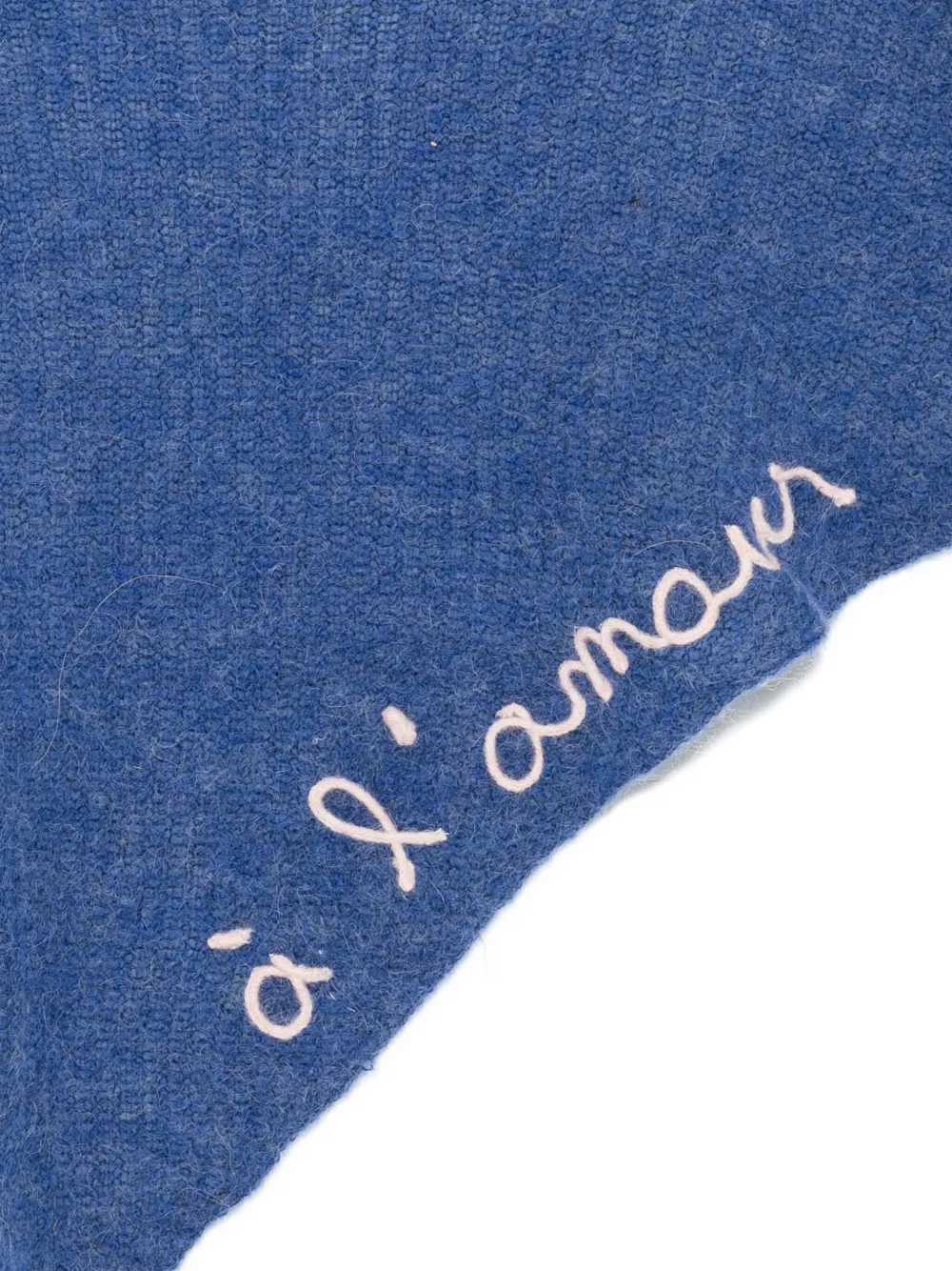 Maison Labiche Wollen sjaal met geborduurde tekst - Blauw