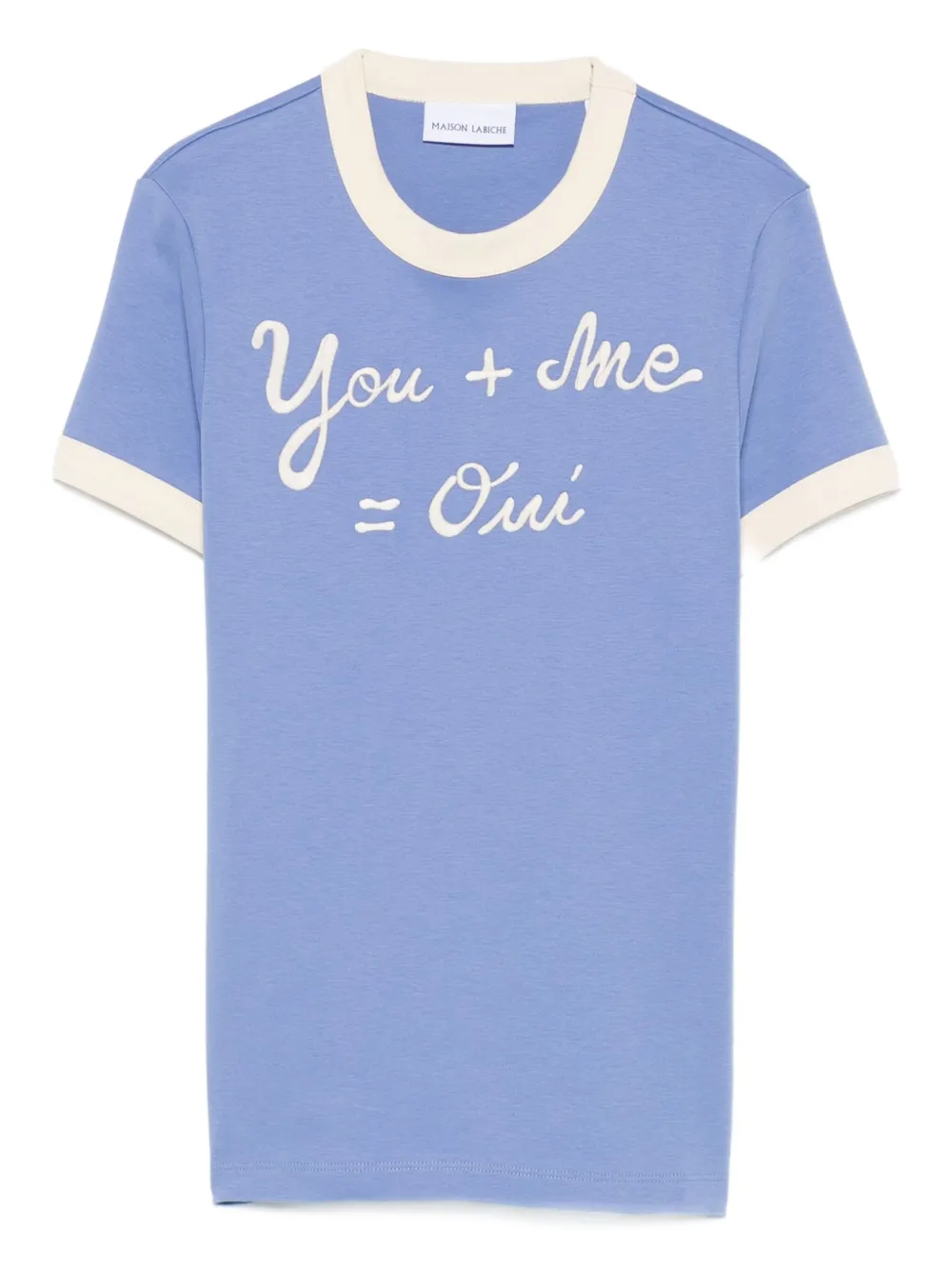 Maison Labiche embroidered-detail cotton T-shirt | Blue | Image 1
