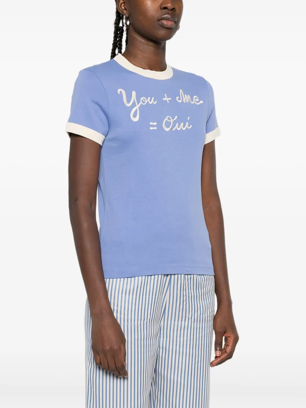 Maison Labiche T-shirt met geborduurd detail Blauw