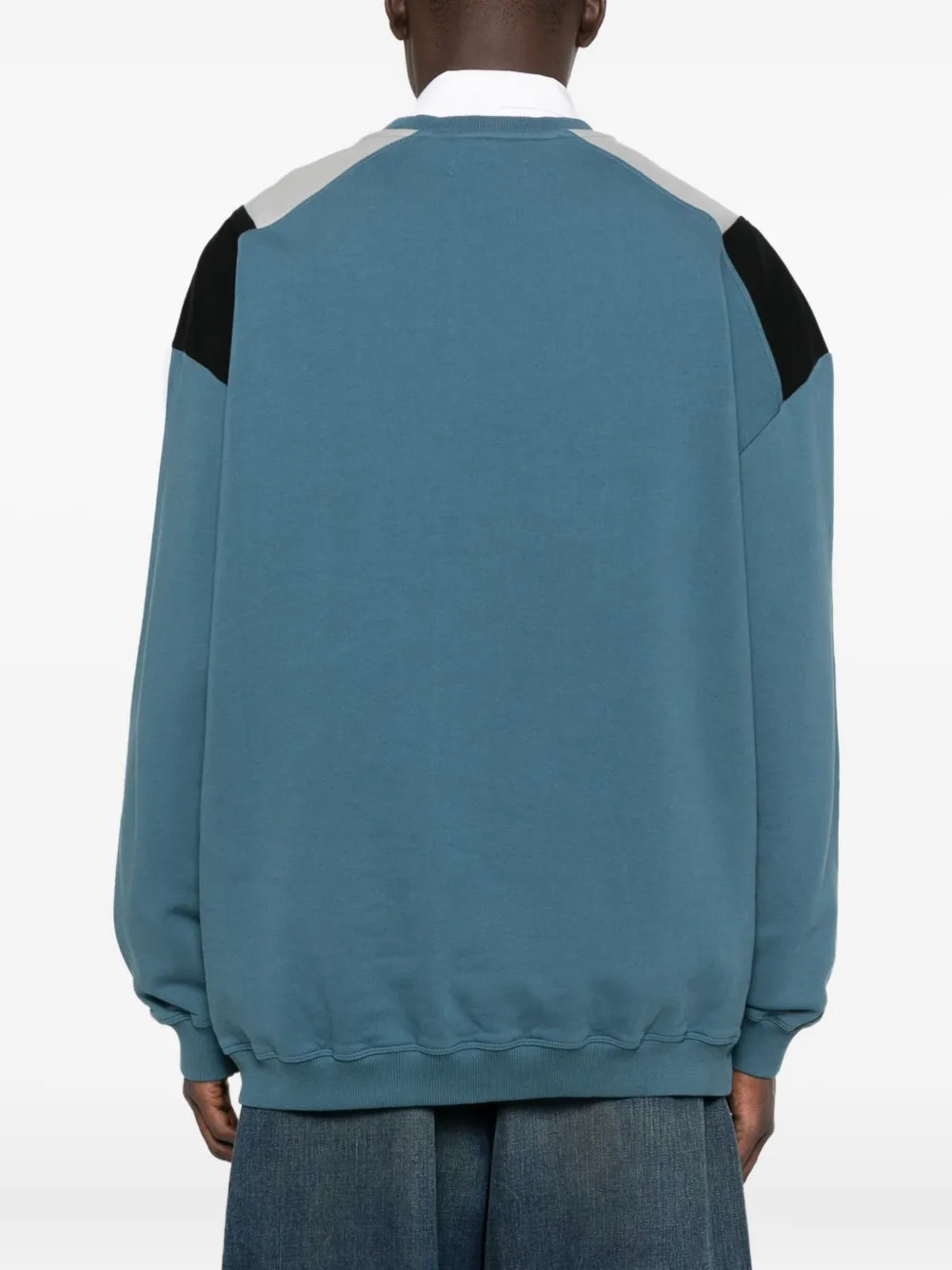 Martine Rose panelled striped sweatshirt Blauw