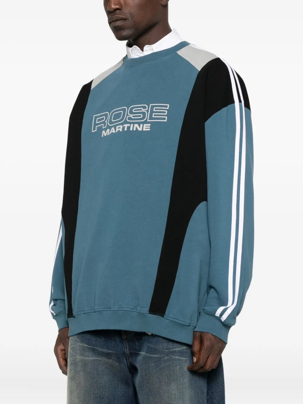 Martine Rose panelled striped sweatshirt Blauw