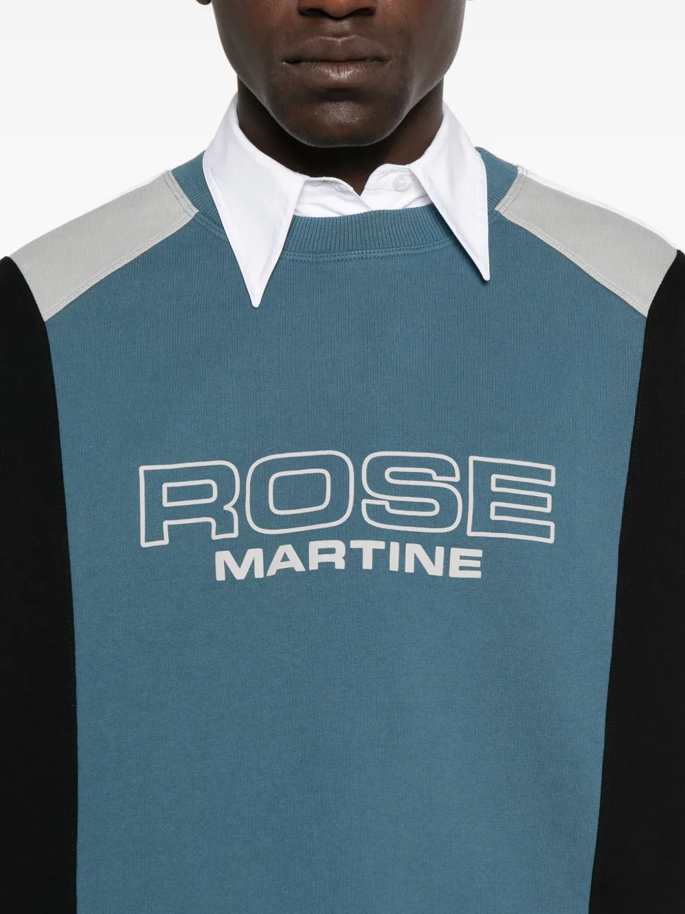Martine Rose panelled striped sweatshirt Blauw