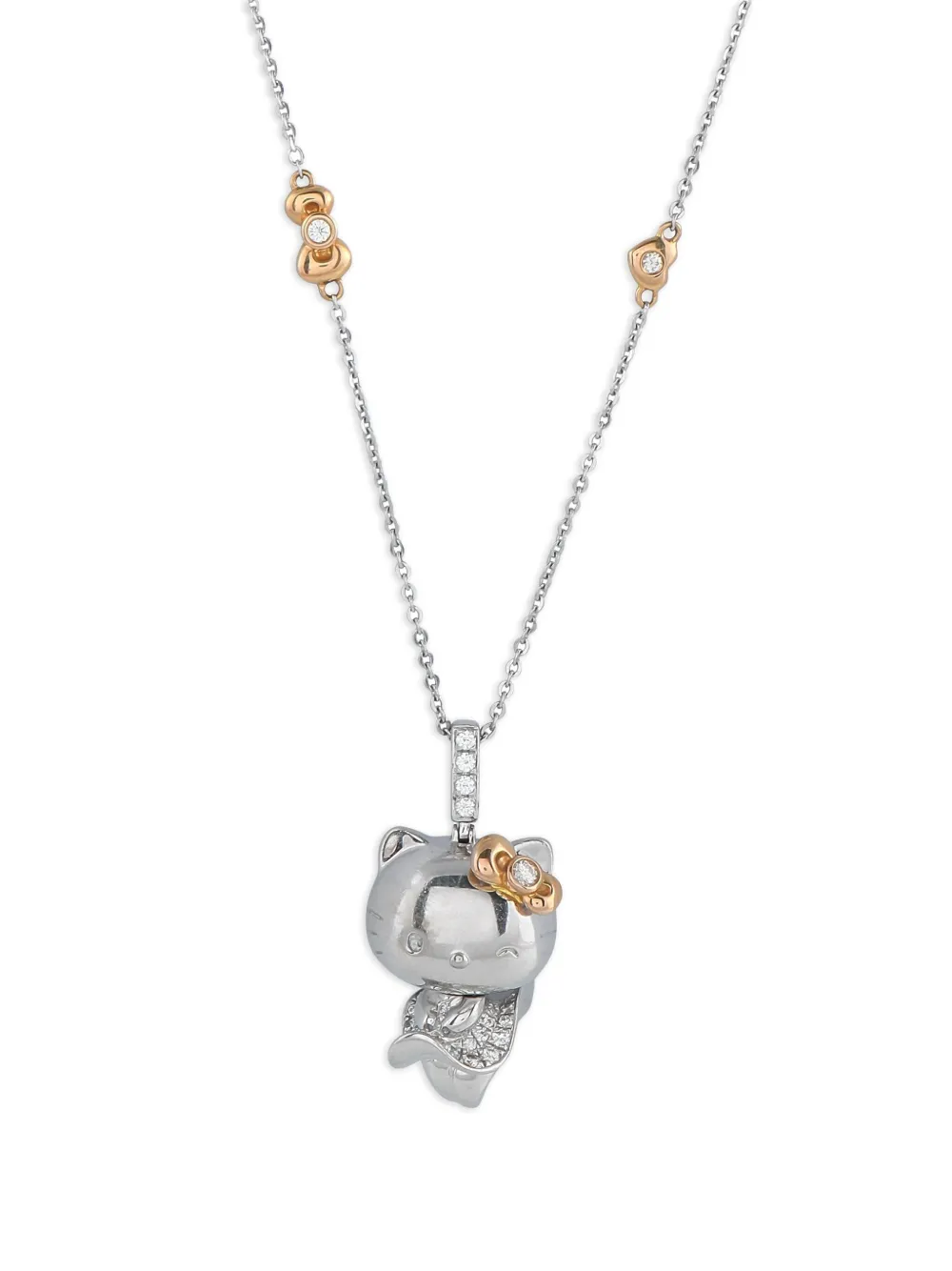 Sanrio Hello Kitty ダイヤモンド ネックレス 18Kゴールド - シルバートーン Sanrio Hello Kitty ダイヤモンド ネックレス 18Kゴールド - シルバートーン