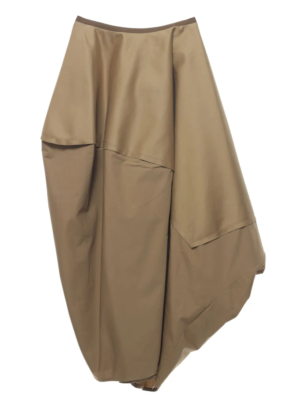 Carven Draped Panelled Midi Skirt In Brown