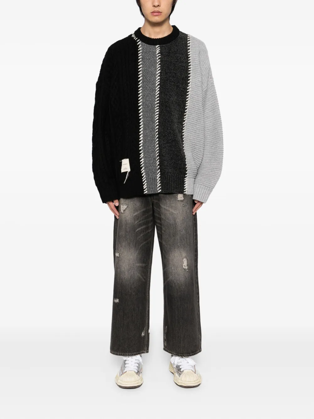 FIVE CM Gerafelde jeans - Zwart