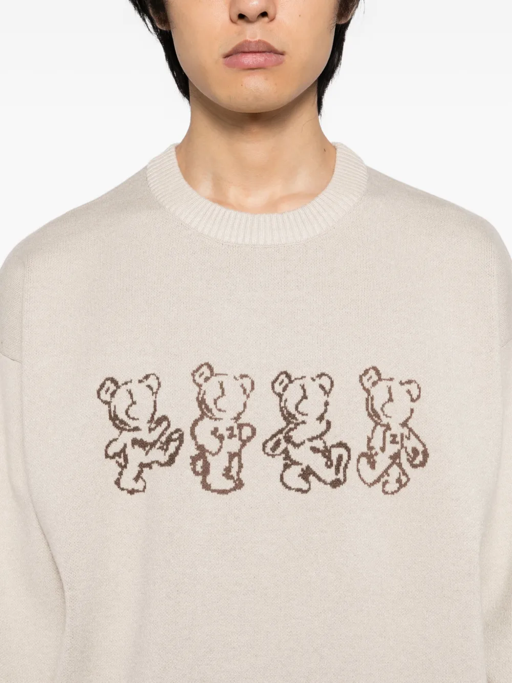 izzue Trui met beerprint Beige