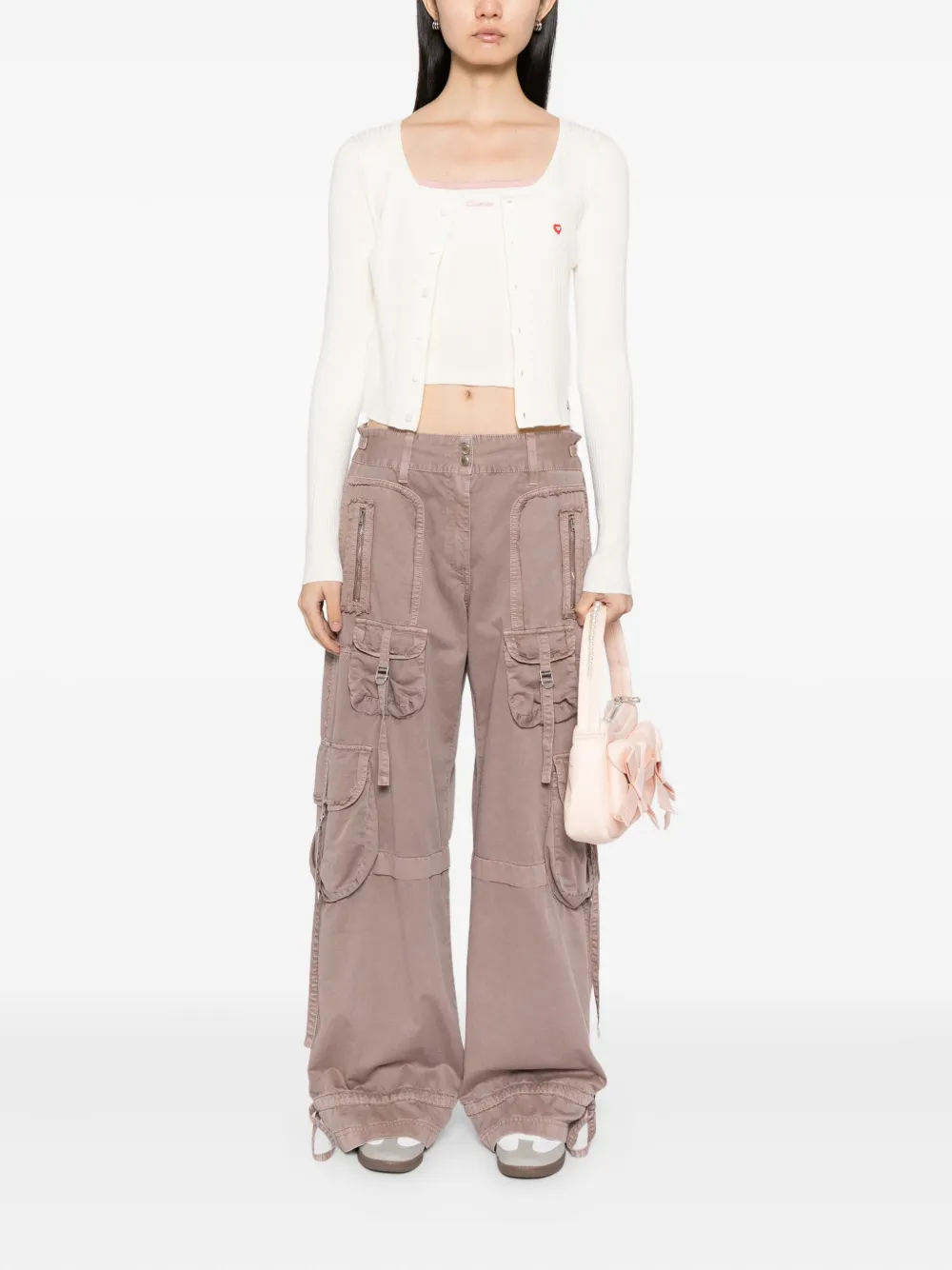 Chocoolate Logo-embroidered Top Cardigan Set In Neutral