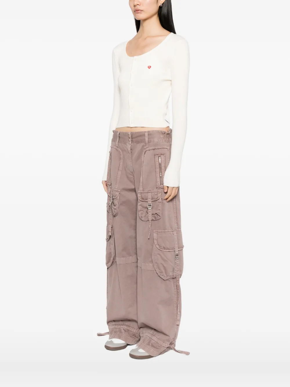 Chocoolate Logo-embroidered Top Cardigan Set In Neutral