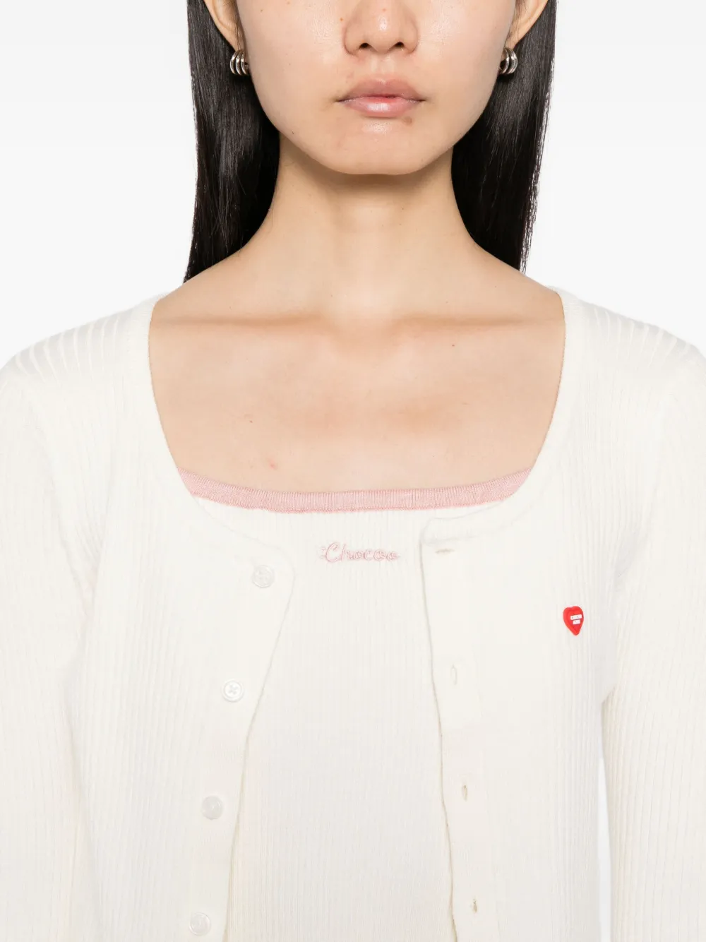 Chocoolate Logo-embroidered Top Cardigan Set In Neutral